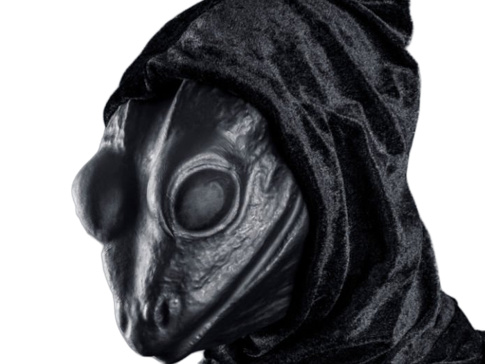 masque capuche noir effrayant sombre personne mysterieuse anonyme satanique culte secte lezard