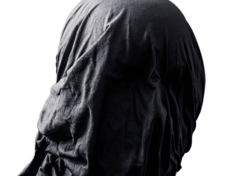 masque capuche noir effrayant sombre personne mysterieuse anonyme satanique culte secte voile tissu