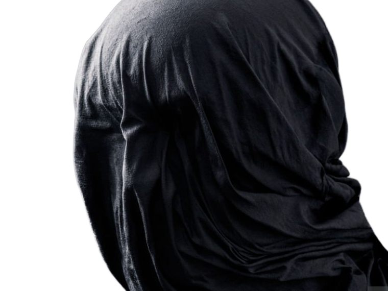 masque capuche noir effrayant sombre personne mysterieuse anonyme satanique culte secte voile tissu