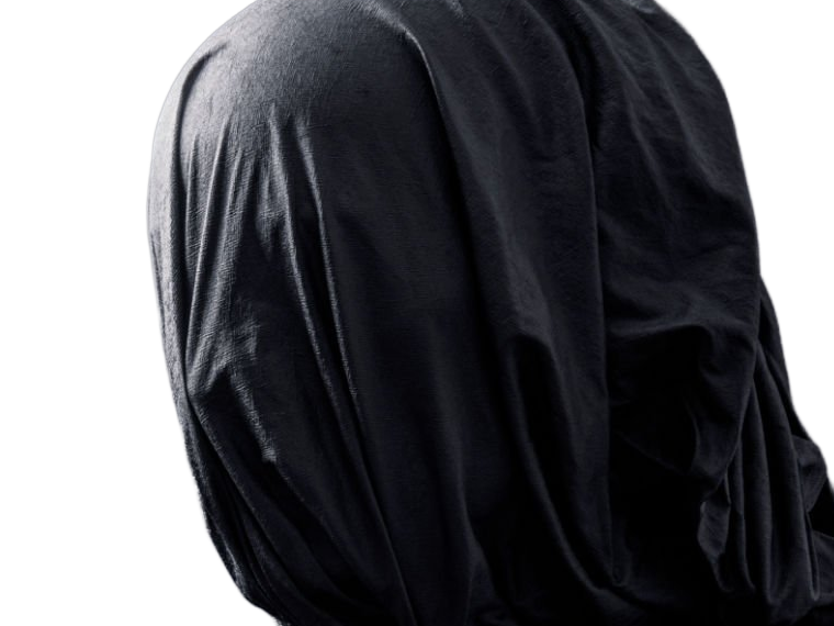 masque capuche noir effrayant sombre personne mysterieuse anonyme satanique culte secte voile tissu