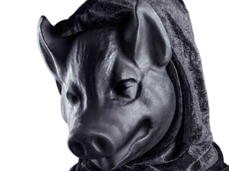 masque capuche noir effrayant sombre personne mysterieuse anonyme satanique culte secte cochon porc