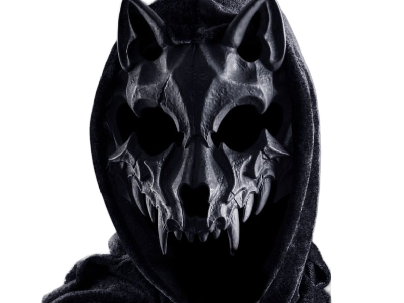masque capuche noir effrayant sombre personne mysterieuse anonyme satanique culte secte loup