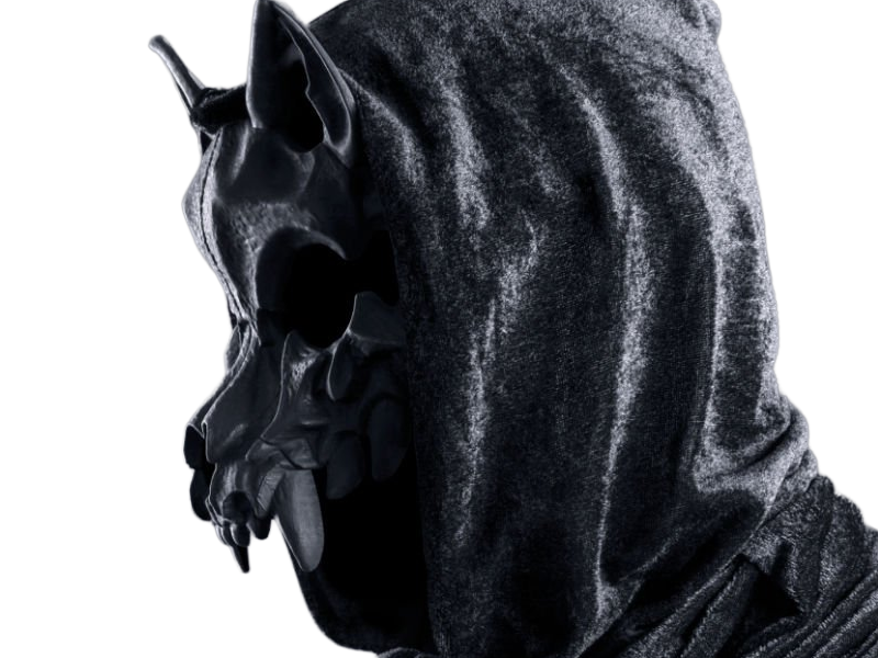 masque capuche noir effrayant sombre personne mysterieuse anonyme satanique culte secte loup