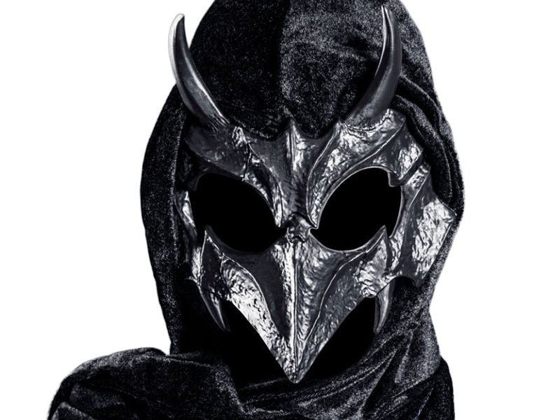masque capuche noir effrayant sombre personne mysterieuse anonyme satanique culte secte oiseau