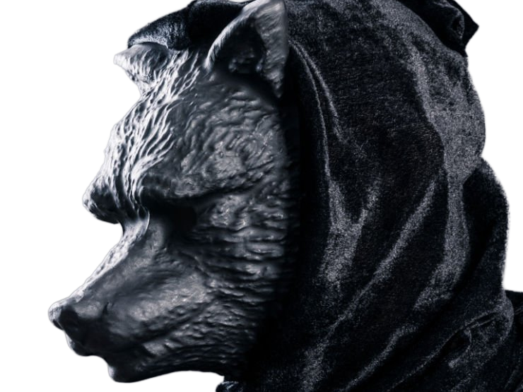 masque capuche noir effrayant sombre personne mysterieuse anonyme satanique culte secte chien