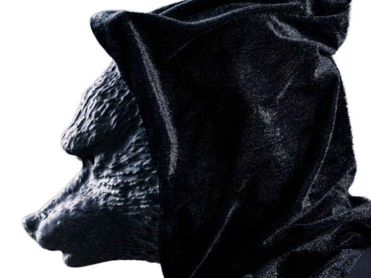 masque capuche noir effrayant sombre personne mysterieuse anonyme satanique culte secte chien