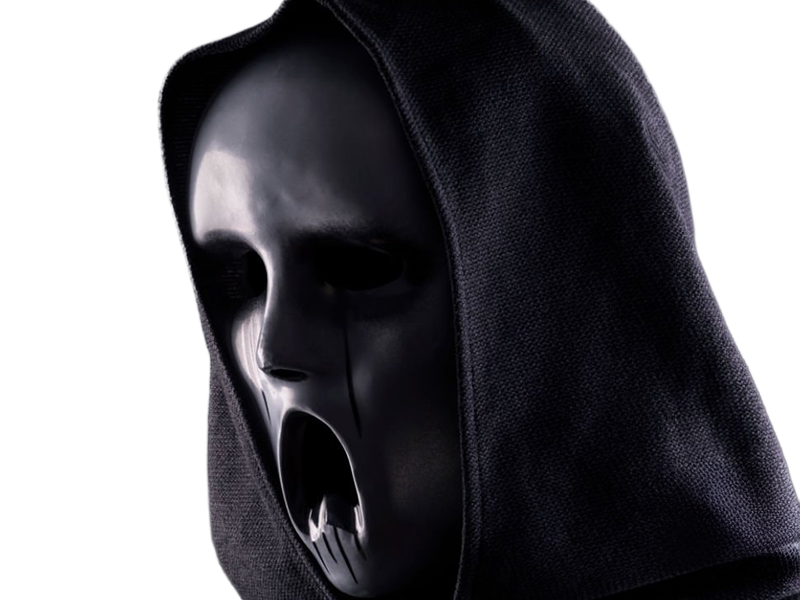 masque capuche noir effrayant sombre personne mysterieuse anonyme satanique culte secte humanoide pleure