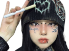 asiat-chinoise-japonaise-emo-gothique-dark-cigarette-fille-femme-belle-jolie-kawai-alt-bonnet-knifos