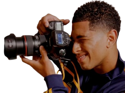jude bellingham appareil photo shooting photographe real madrid photoshoot focus canon cam camera zoom