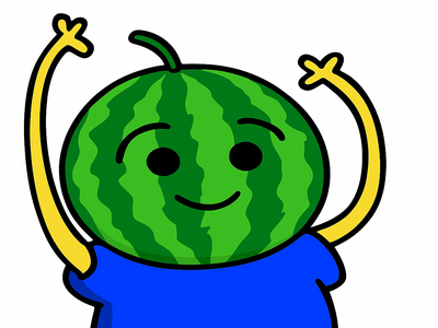 hap delire pasteque bras leve heureux