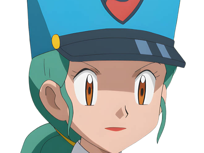 agent jenny junsar pokemon pkm jeu anime waifu femme police policiere kalos xy cheveux-verts yeux-marrons
