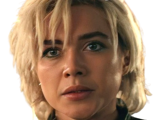 florence pugh yelena belova thunderbolts actrice britannique anglaise blonde cheveux courts yeux verts femme