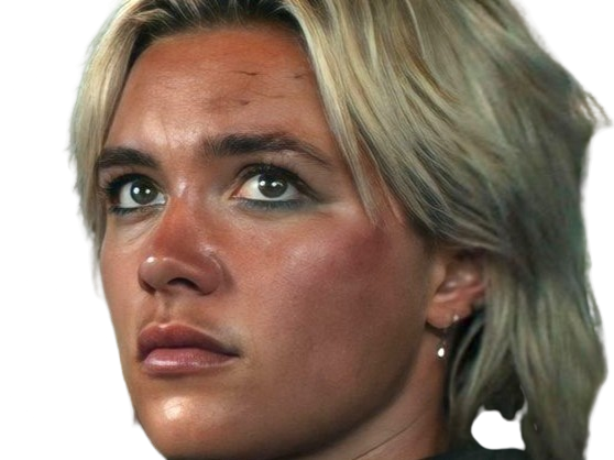 florence pugh yelena belova thunderbolts actrice britannique anglaise blonde cheveux courts yeux verts femme