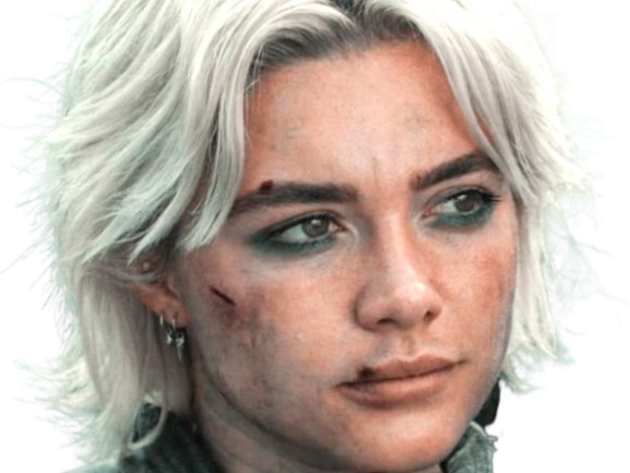 florence pugh yelena belova thunderbolts actrice britannique anglaise blonde cheveux courts yeux verts femme