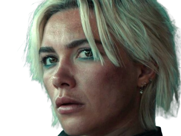 florence pugh yelena belova thunderbolts actrice britannique anglaise blonde cheveux courts yeux verts femme