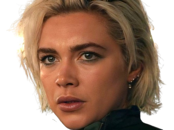 florence pugh yelena belova thunderbolts actrice britannique anglaise blonde cheveux courts yeux verts femme