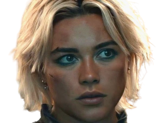 florence pugh yelena belova thunderbolts actrice britannique anglaise blonde cheveux courts yeux verts femme