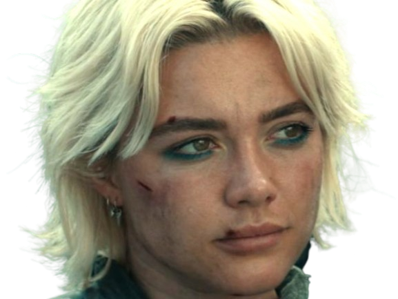 florence pugh yelena belova thunderbolts actrice britannique anglaise blonde cheveux courts yeux verts femme