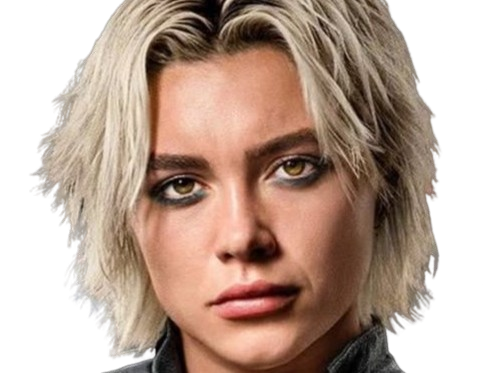 florence pugh yelena belova thunderbolts actrice britannique anglaise blonde cheveux courts yeux verts femme