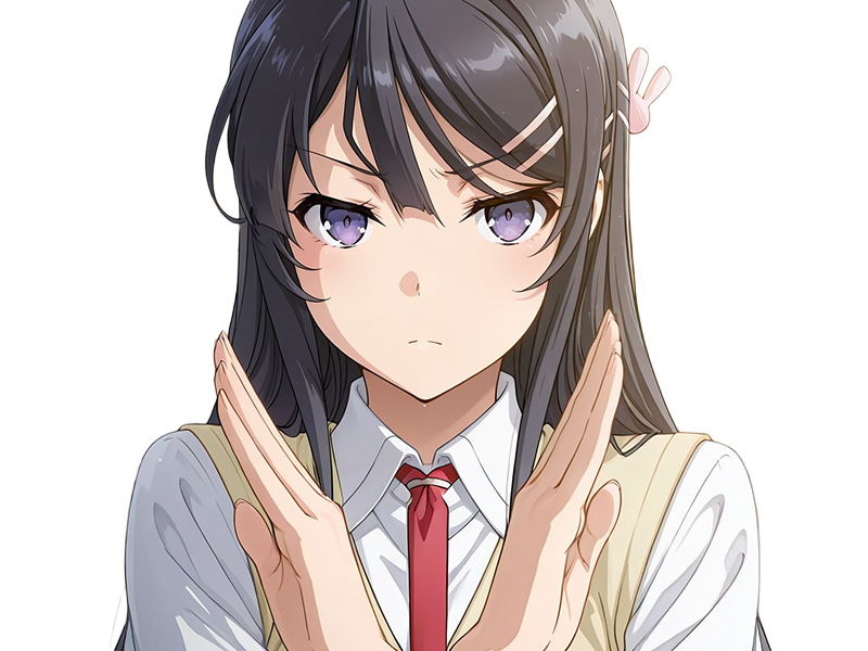 sakurajima mai seishun-buta-yarou aobuta anime manga waifu femme actrice lyceenne bunny girl cheveux-noirs yeux-violets
