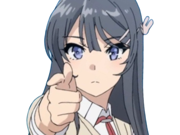 Sticker sakurajima mai seishun buta yarou aobuta anime manga waifu femme actrice lyceenne bunny girl cheveux noirs yeux violets par Dark-63