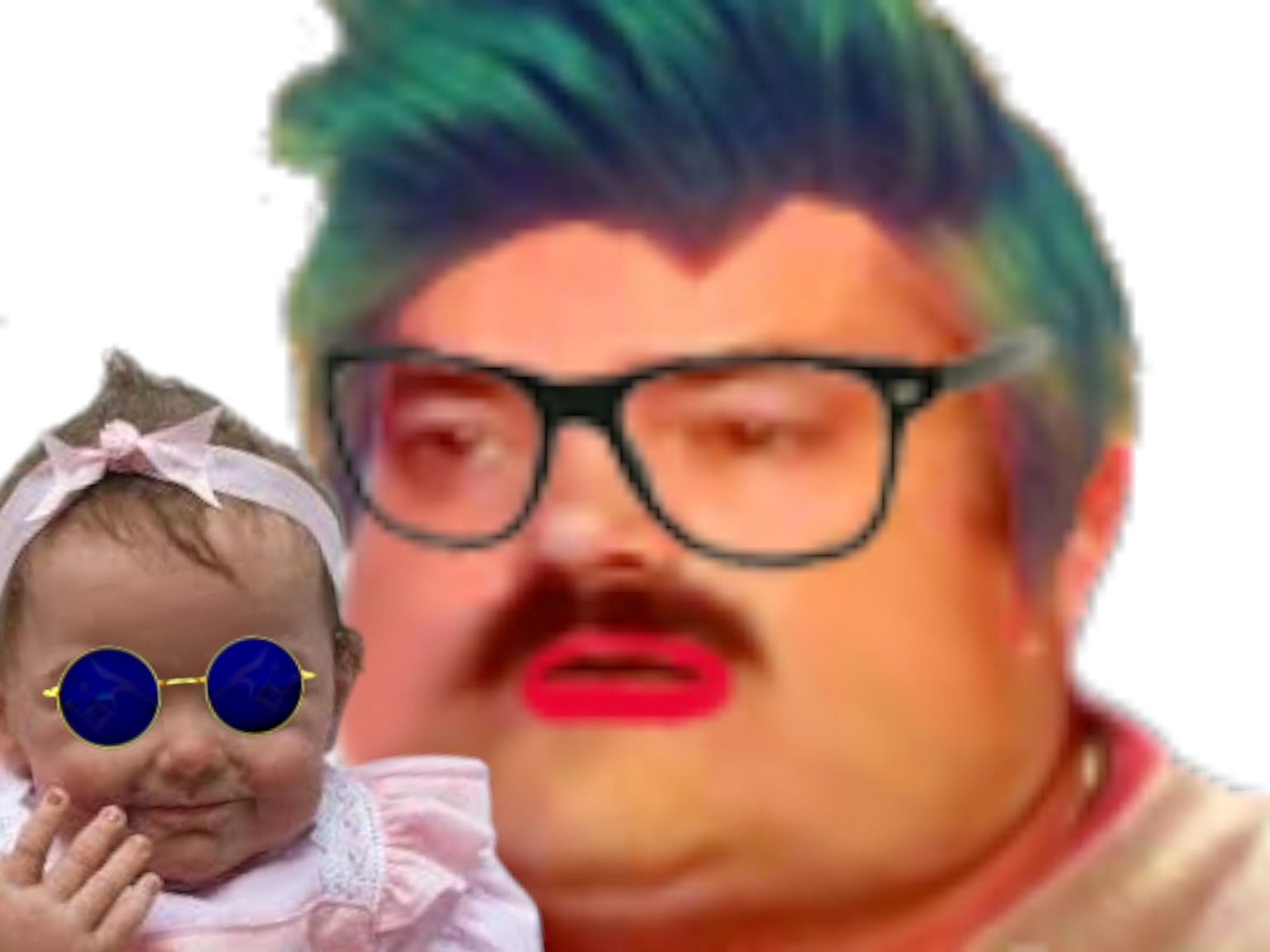 femme feministe risitas poupee reborn cheveux bleus gauchiste trans lesbienne lgbt woke progres lunettes bleues