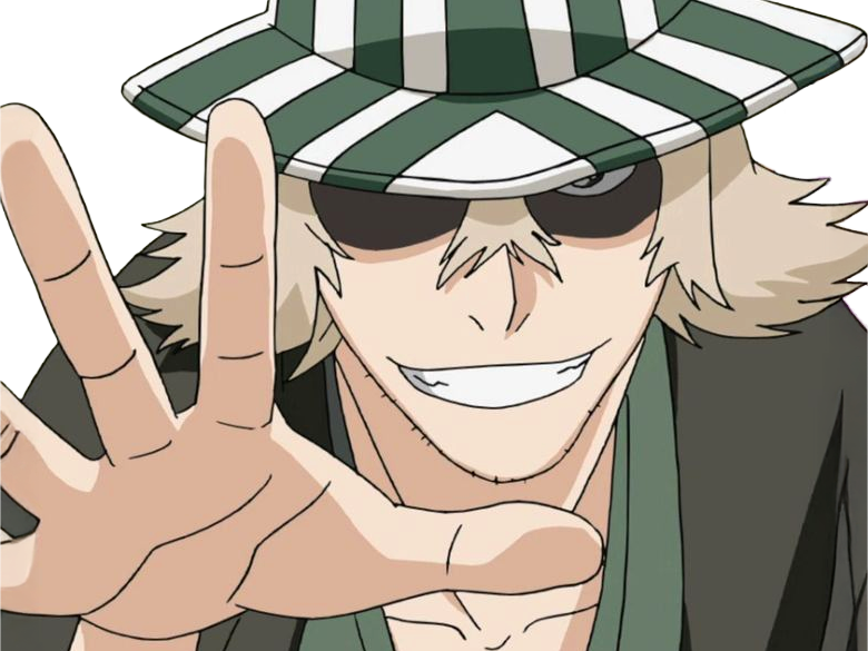 kisuke urahara bleach anime manga shinigami capitaine 12eme-division exile scientifique chapeau homme cheveux-blonds yeux-gris