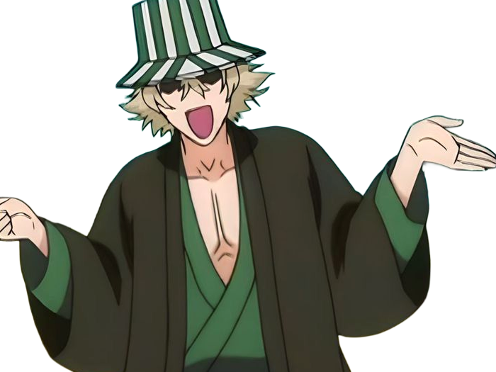 kisuke urahara bleach anime manga shinigami capitaine 12eme-division exile scientifique chapeau homme cheveux-blonds yeux-gris