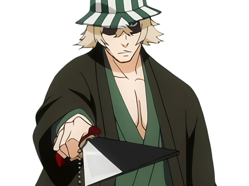 kisuke urahara bleach anime manga shinigami capitaine 12eme-division exile scientifique chapeau homme cheveux-blonds yeux-gris
