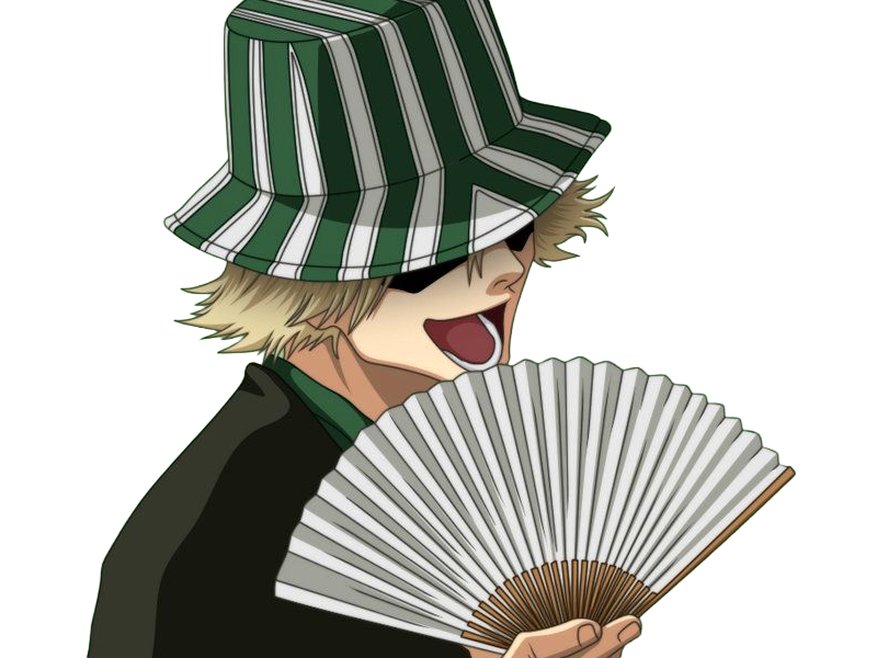 kisuke urahara bleach anime manga shinigami capitaine 12eme-division exile scientifique chapeau homme cheveux-blonds yeux-gris