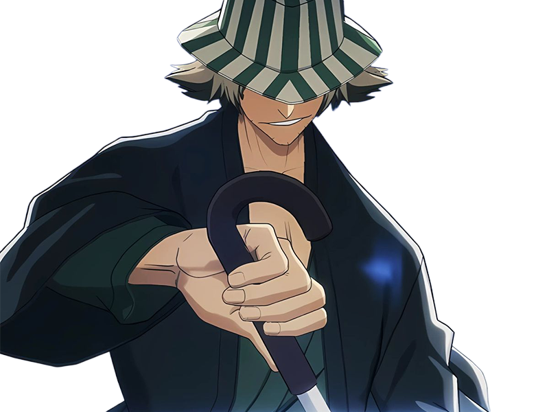 kisuke urahara bleach anime manga shinigami capitaine 12eme-division exile scientifique chapeau homme cheveux-blonds yeux-gris