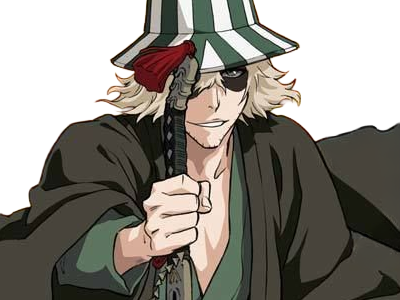 Sticker kisuke urahara bleach anime manga shinigami capitaine 12eme division exile scientifique chapeau homme cheveux blonds yeux gris par Dark-63