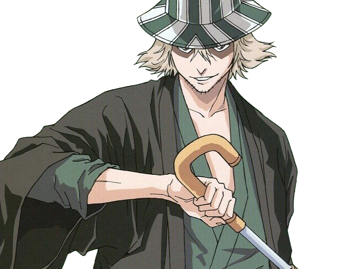 kisuke urahara bleach anime manga shinigami capitaine 12eme-division exile scientifique chapeau homme cheveux-blonds yeux-gris