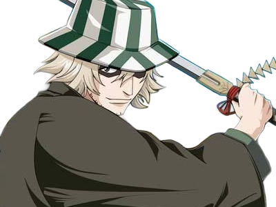 Sticker kisuke urahara bleach anime manga shinigami capitaine 12eme division exile scientifique chapeau homme cheveux blonds yeux gris par Dark-63