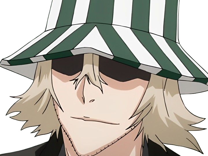 kisuke urahara bleach anime manga shinigami capitaine 12eme-division exile scientifique chapeau homme cheveux-blonds yeux-gris
