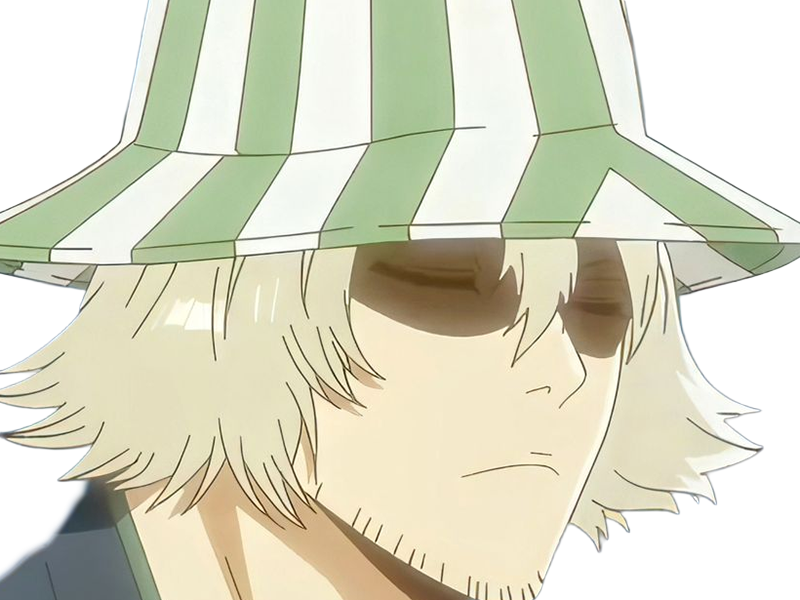 Sticker kisuke urahara bleach anime manga shinigami capitaine 12eme division exile scientifique chapeau homme cheveux blonds yeux gris par Dark-63