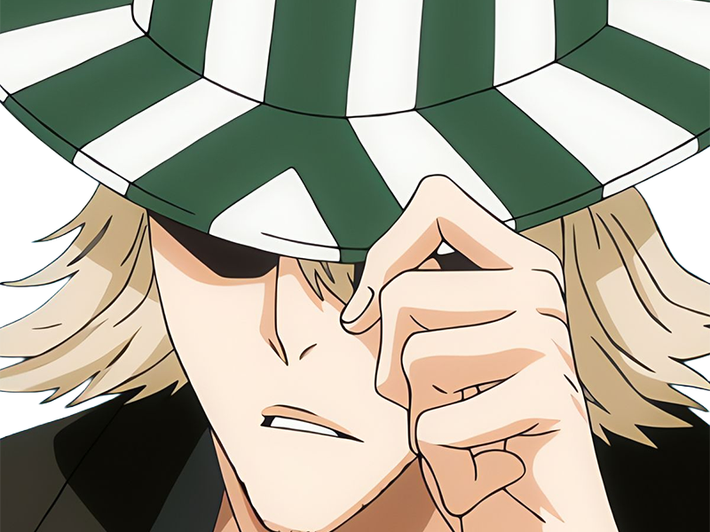 kisuke urahara bleach anime manga shinigami capitaine 12eme-division exile scientifique chapeau homme cheveux-blonds yeux-gris