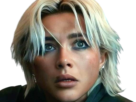 florence pugh yelena belova thunderbolts actrice britannique anglaise blonde cheveux courts yeux verts femme