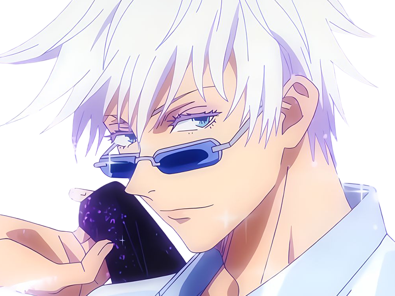 satoru gojo exorciste professeur classe-s jujutsu kaisen jjk anime manga homme le-plus-fort sans-bandeau cheveux-blancs yeux-bleus