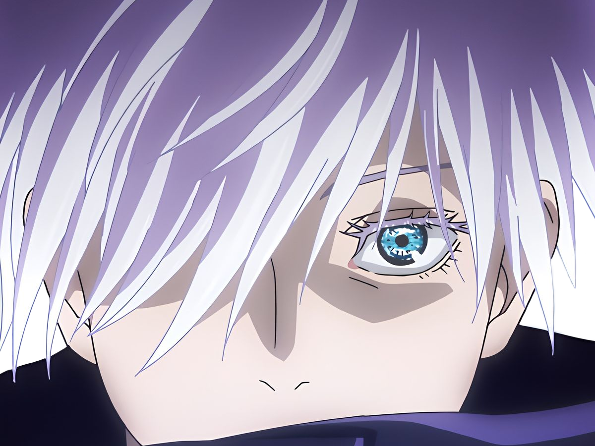 Sticker satoru gojo exorciste professeur classe s jujutsu kaisen jjk anime manga homme le plus fort sans bandeau cheveux blancs yeux bleus par Dark-63