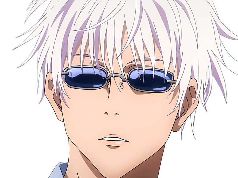 satoru gojo exorciste professeur classe-s jujutsu kaisen jjk anime manga homme le-plus-fort sans-bandeau cheveux-blancs yeux-bleus