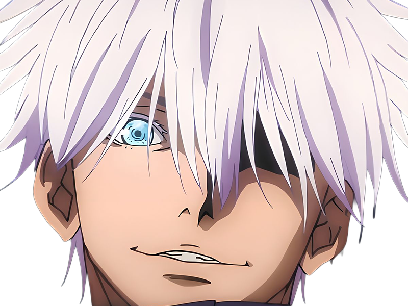 satoru gojo exorciste professeur classe-s jujutsu kaisen jjk anime manga homme le-plus-fort sans-bandeau cheveux-blancs yeux-bleus