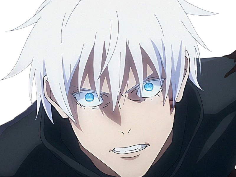 satoru gojo exorciste professeur classe-s jujutsu kaisen jjk anime manga homme le-plus-fort sans-bandeau cheveux-blancs yeux-bleus