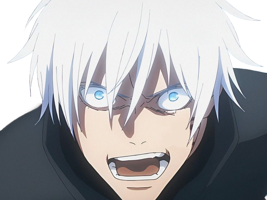 satoru gojo exorciste professeur classe-s jujutsu kaisen jjk anime manga homme le-plus-fort sans-bandeau cheveux-blancs yeux-bleus