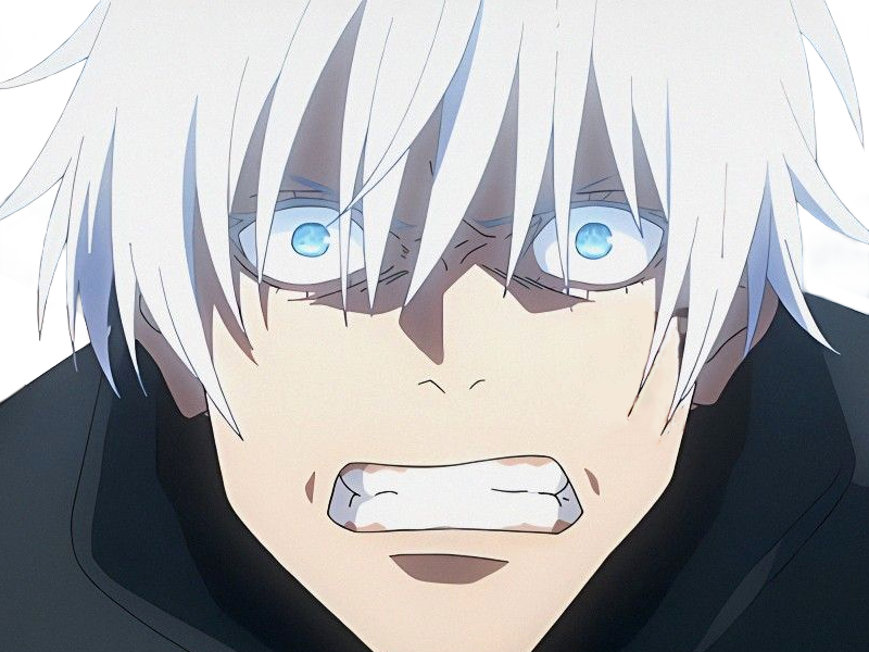 satoru gojo exorciste professeur classe-s jujutsu kaisen jjk anime manga homme le-plus-fort sans-bandeau cheveux-blancs yeux-bleus