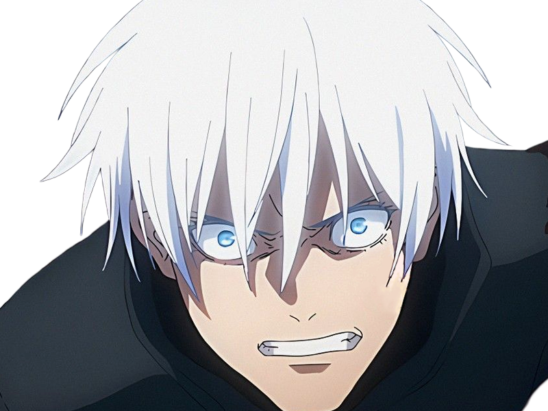 satoru gojo exorciste professeur classe-s jujutsu kaisen jjk anime manga homme le-plus-fort sans-bandeau cheveux-blancs yeux-bleus