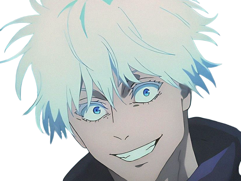 satoru gojo exorciste professeur classe-s jujutsu kaisen jjk anime manga homme le-plus-fort sans-bandeau cheveux-blancs yeux-bleus