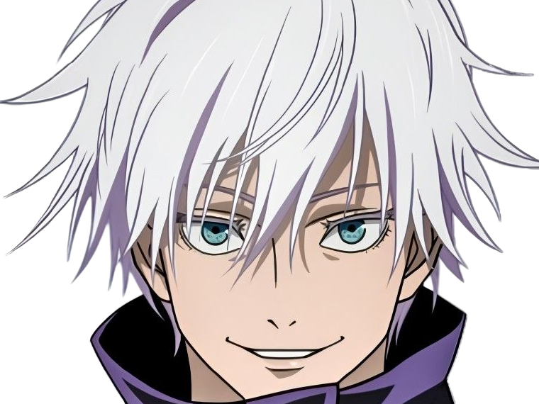 satoru gojo exorciste professeur classe-s jujutsu kaisen jjk anime manga homme le-plus-fort sans-bandeau cheveux-blancs yeux-bleus