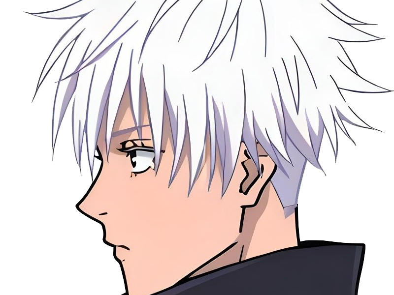 satoru gojo exorciste professeur classe-s jujutsu kaisen jjk anime manga homme le-plus-fort sans-bandeau cheveux-blancs yeux-bleus