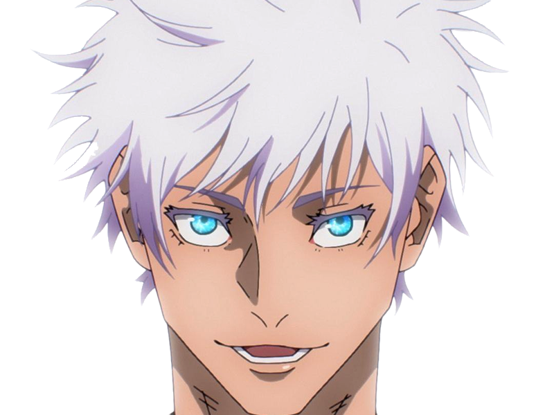 satoru gojo exorciste professeur classe-s jujutsu kaisen jjk anime manga homme le-plus-fort sans-bandeau cheveux-blancs yeux-bleus